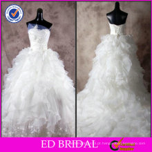 ED Bridal Elegante Sweetheart Lace-Up Organza Vestido De Bola De Cristal Feito À Mão Alibaba Vestido De Noiva 2017